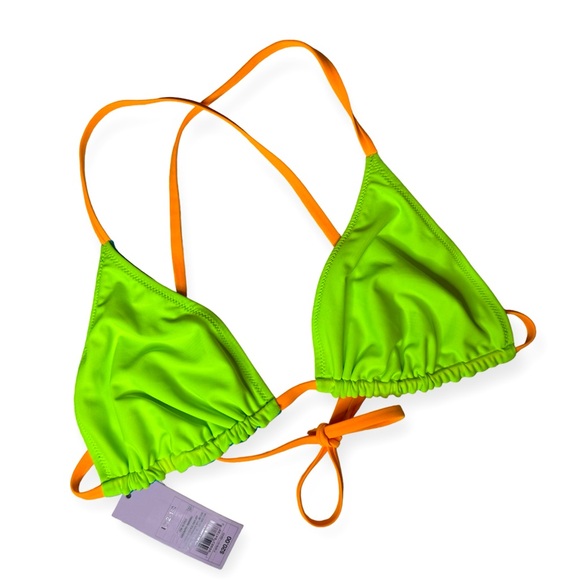New Reversible Wild Fable Swimsuit Top Neon Green & Blue w/ Neon Orange - Picture 1 of 8